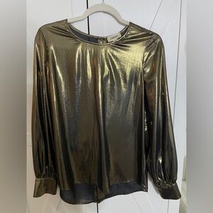 L'AGENCE Shimmering Gold Blouse